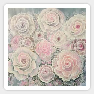 Pink & White Roses Floral Pattern Gifts and Accessories for Flower Lovers Sticker